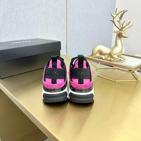 CC 26s Low-Top Chunky Sneakers Hot Pink Suede Mesh Textile 980821