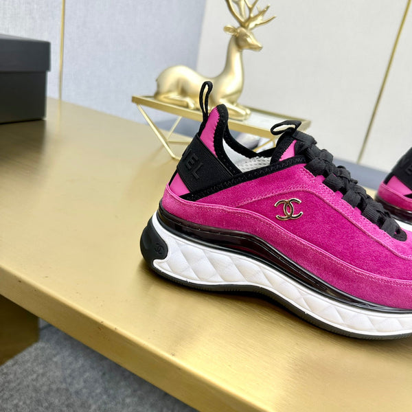 CC 26s Low-Top Chunky Sneakers Hot Pink Suede Mesh Textile 980821
