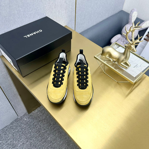 CC 26s Low-Top Chunky Sneakers Yellow Suede Mesh Textile 980822