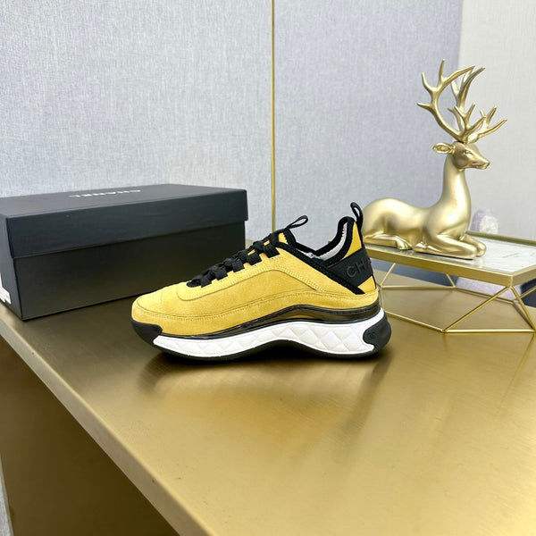 CC 26s Low-Top Chunky Sneakers Yellow Suede Mesh Textile 980822