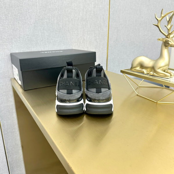 CC 26s Low-Top Chunky Sneakers Dark Grey Suede Mesh Textile 980823