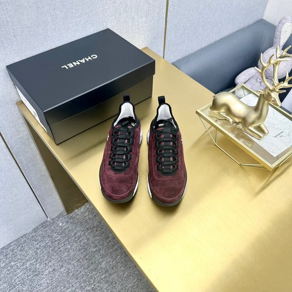 CC 26s Low-Top Chunky Sneakers Burgundy Suede Mesh Textile 980825