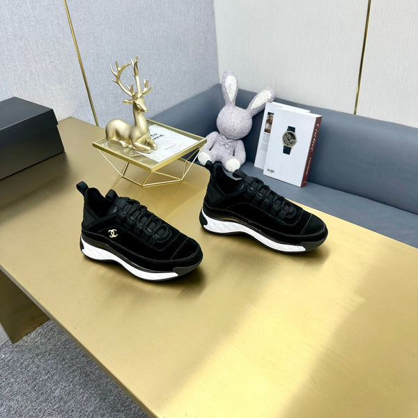 CC 26s Low-Top Chunky Sneakers Black Suede Mesh Textile 980828