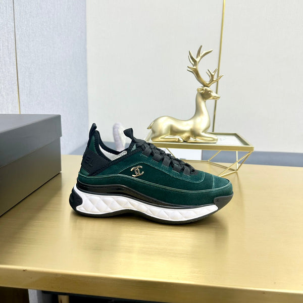 CC 26s Low-Top Chunky Sneakers Teal Green Suede Mesh Textile 980829