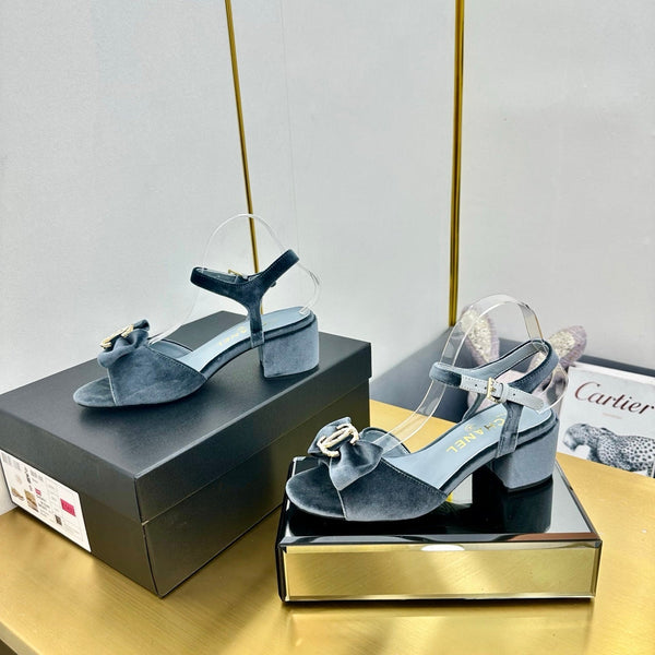 cc 25 bow sandal 50mm blue velvet 238482