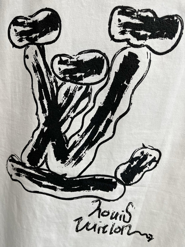 LV T-SHIRT IN WHITE PURE COTTON LOGO PRINT 238775