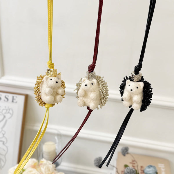 Loewe Hedgehog Charm Felt Bead and Calf
