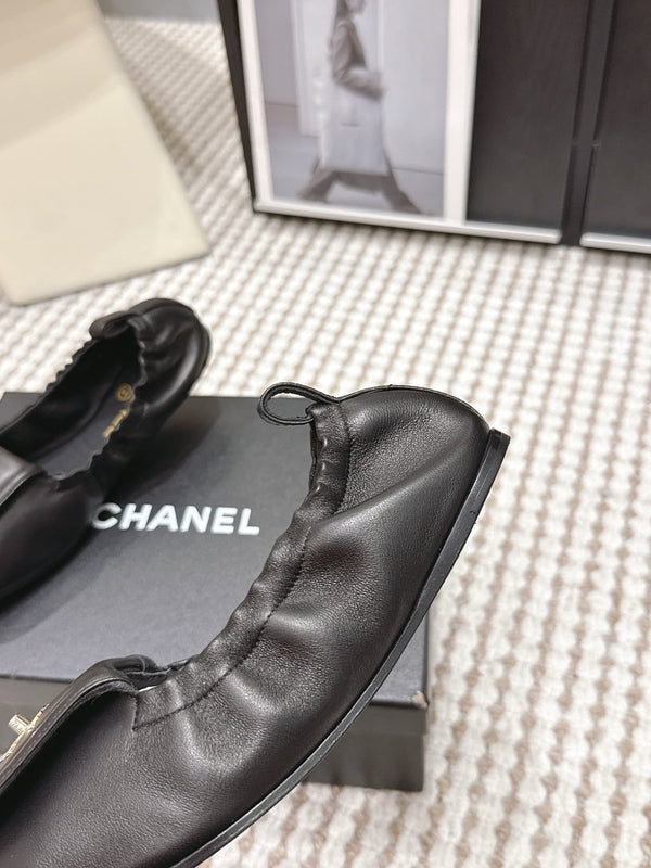CC Ballet Flats Full Black Soft Leather 721502