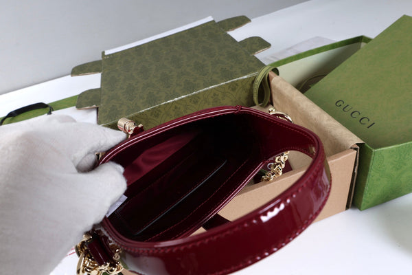 GG Jackie 1961 Mini Bag 19cm Red Patent Leather Crystals