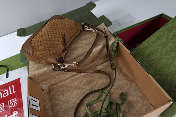 GG B Small Shoulder Bag 25cm Brown Suede