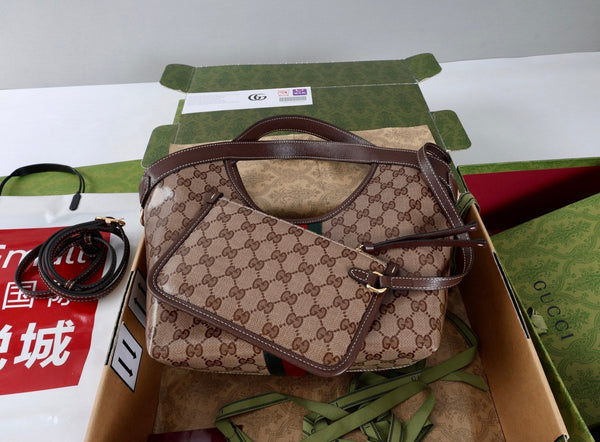 GG 26s Giglio Large Tote Bag 25cm Sand Brown Coated Canvas