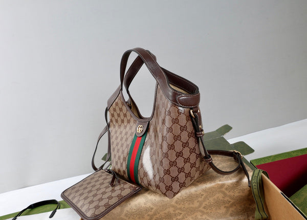 GG 26s Giglio Large Tote Bag 25cm Sand Brown Coated Canvas