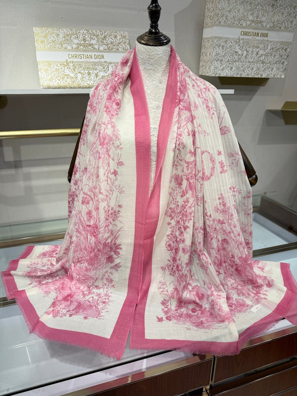 CD 26s Toile de Jouy Floral Garden Scarf 200*100cm Cashmere 215655