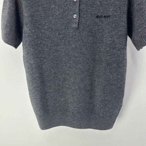 Miumiu 2026 Short-sleeved T-shirt Grey Cashmere 349064