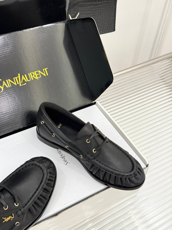 YSL 26s Le Bateau Loafer Black Calfskin 992283