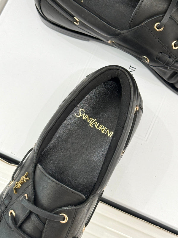YSL 26s Le Bateau Loafer Black Calfskin 992283