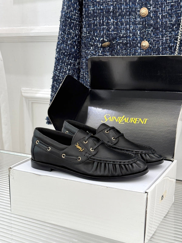 YSL 26s Le Bateau Loafer Black Calfskin 992283