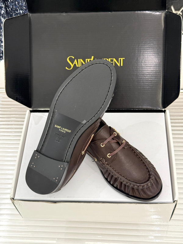 YSL 26s Le Bateau Loafer Dark Brown Calfskin 992284