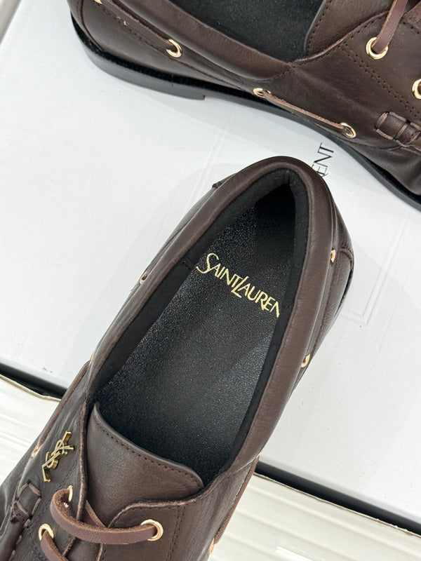 YSL 26s Le Bateau Loafer Dark Brown Calfskin 992284