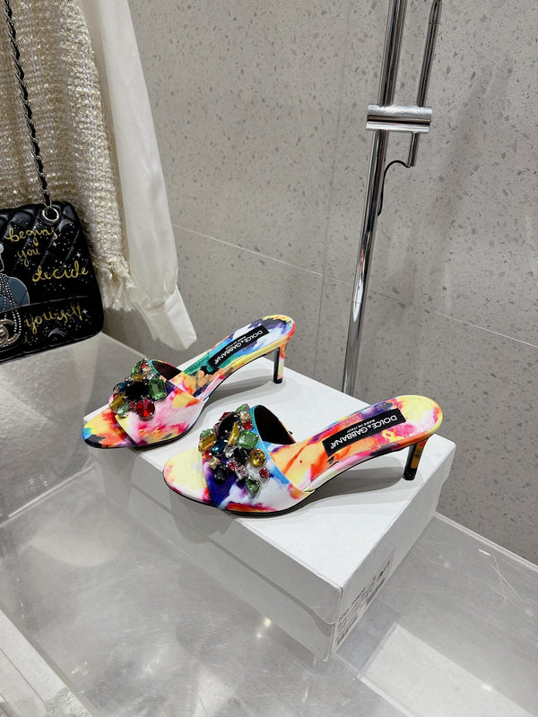 DC Keira Floral Mules 60mm Multicolor Brocade And Sheepskin 359517