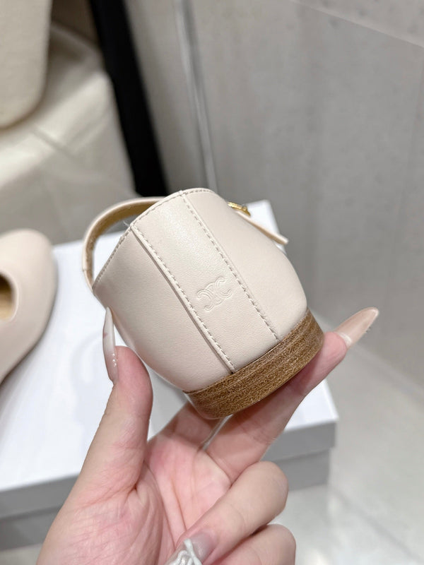 Celine 25 Ballet Flat Beige Cowhide 554202