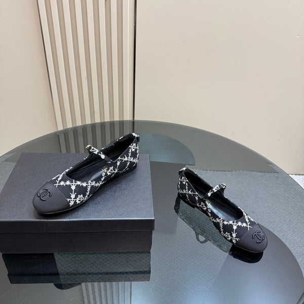 CC 25 Mary Jane Flats Black Pattern Fabric 239404