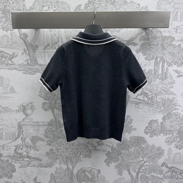 Miu 25 Polo Shirt Black Wool 233471