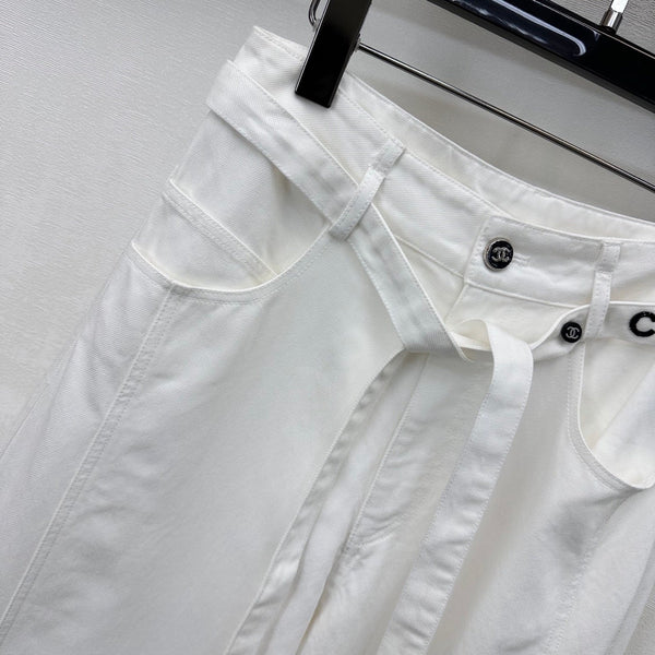 CC Wide-Leg Trousers White Cotton Lyocell 350198