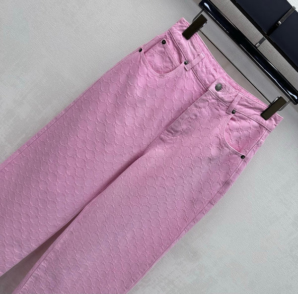GG 26s Jacquard Leg Jeans Hot Pink Denim 363924