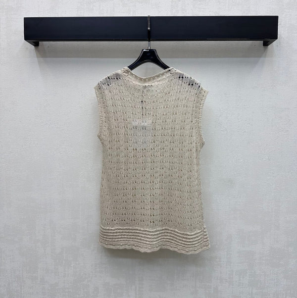 CC 26s Logo Knitted Vest Sage Cotton 378324