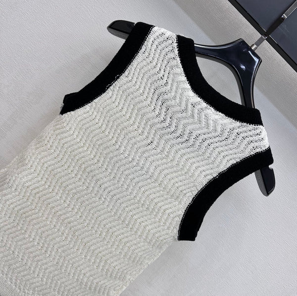 CC 26s Knit Vest White Wool Polyester 378379
