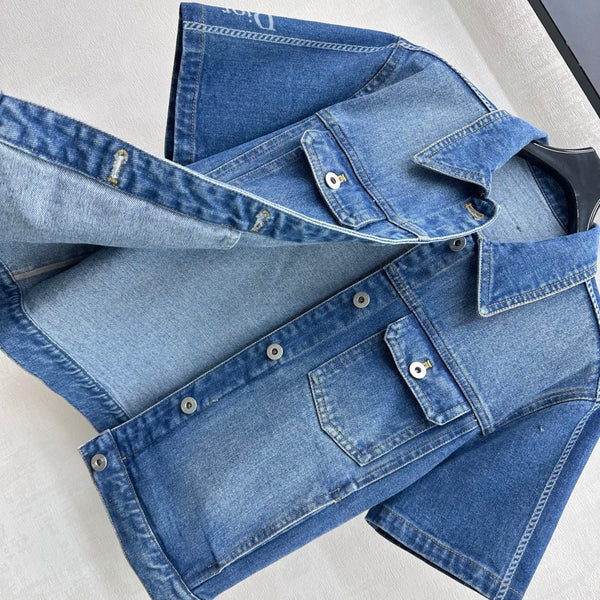 CD 26s Side Logo Short Sleeve Denim Jacket Medium Blue Cotton 427653