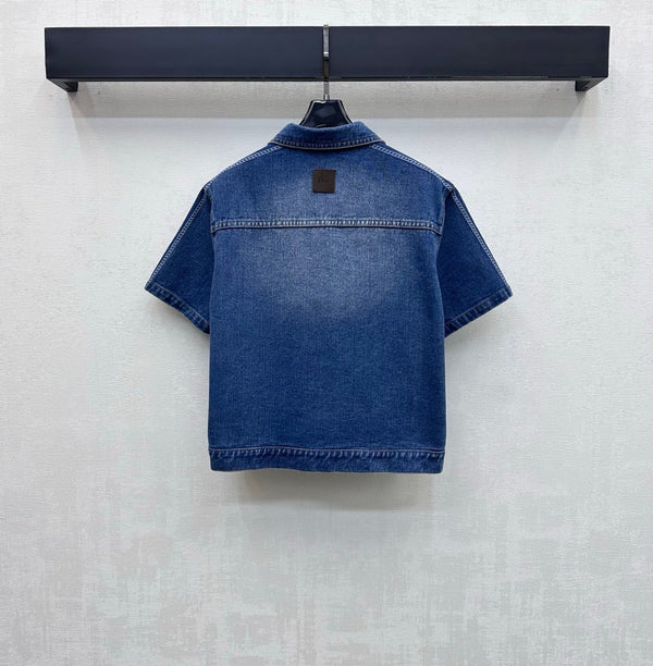 CD 26s Side Logo Short Sleeve Denim Jacket Medium Blue Cotton 427653