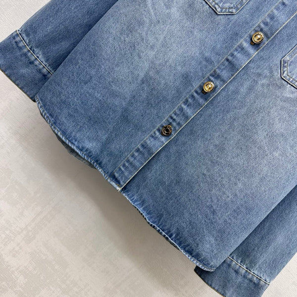 CC 26S Letter Button Collared Shirt Denim 422637