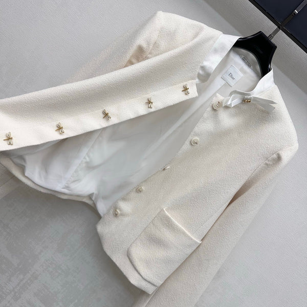 CD 26s Collarless Jacket Star Buttons Patch Pockets White Polyester Viscose Polyamide 427633