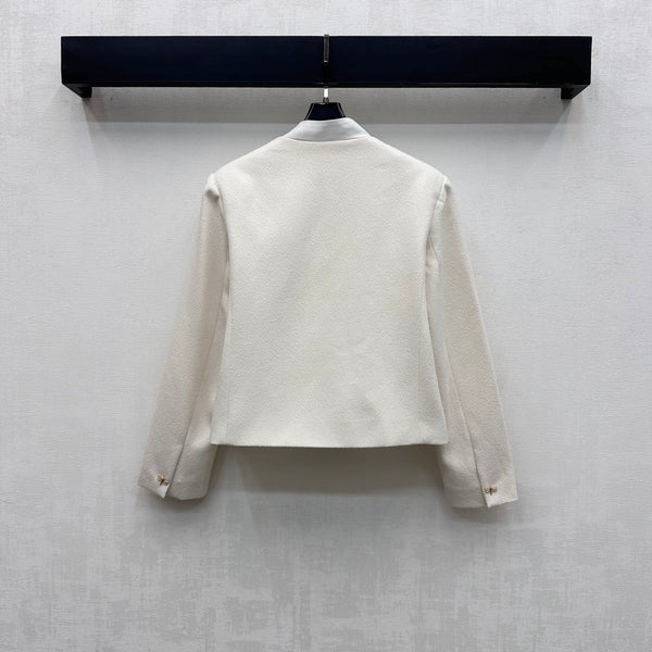 CD 26s Collarless Jacket Star Buttons Patch Pockets White Polyester Viscose Polyamide 427633