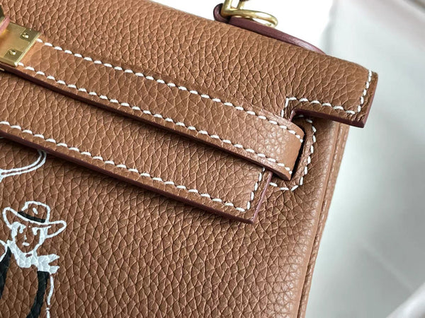 BIRKIN 25 BAG IN CHOCOLATE BROWN CALFSKIN WITH WHITE STICKER (MADE - TO - ODER)