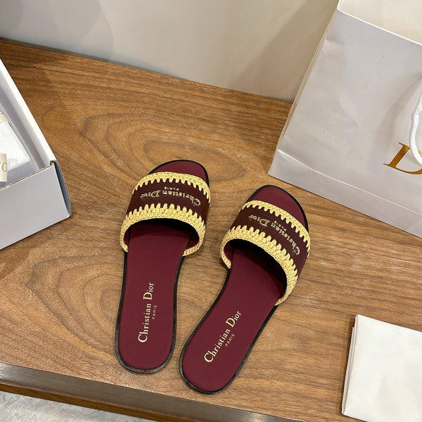 CD 26s Strappy Slippers Burgundy Leather 998643