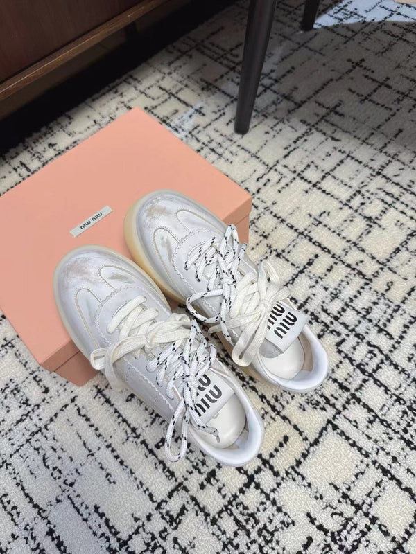 Miu Sneakers Balance Smoky White Calfskin