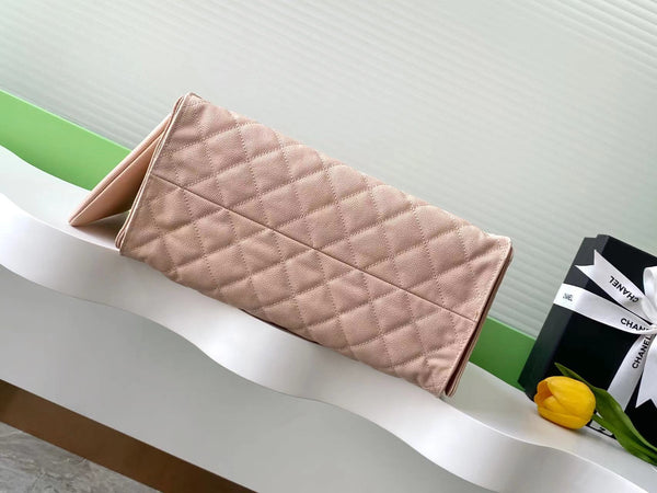 CC 25C Hobo Bags 40cm Pink Beige Grained Calfskin