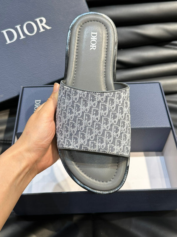 CD SLIDE ALIDAS SLIPPER SAGE JACQUARD AND CALFSKIN