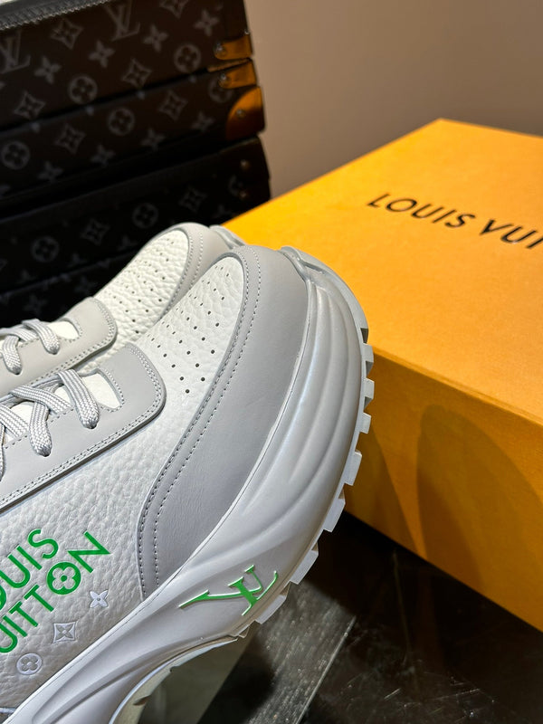 THICK-SOLED SNEAKER WHITE AND GREY CALFSKIN