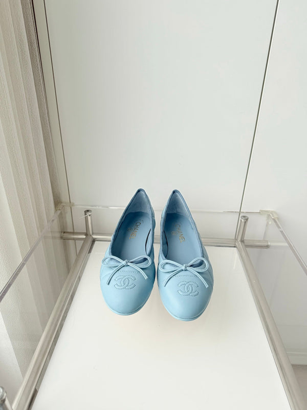Chanel 2026 Ballet Flat Stale Blue Quited Lambskin 697406