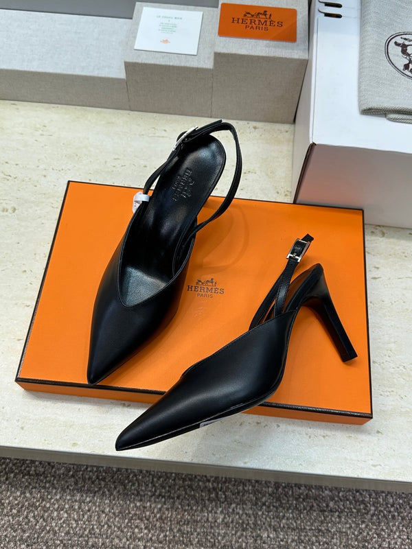 HM Nicoletta Slingback 9cm Black Calfskin 830198