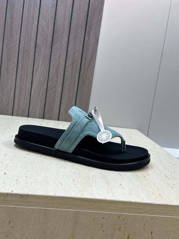 HM 26s Empire Sandal In Dusty Sky Blue Suede Silver Hardware