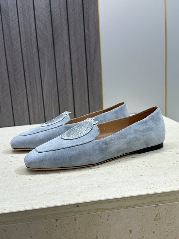 CD 26s Médaillon Loafers Denim Blue Suede 118459
