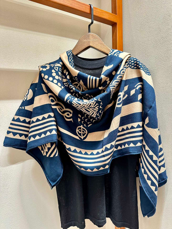 Square Scarf 140 CM Navy Blue Silk