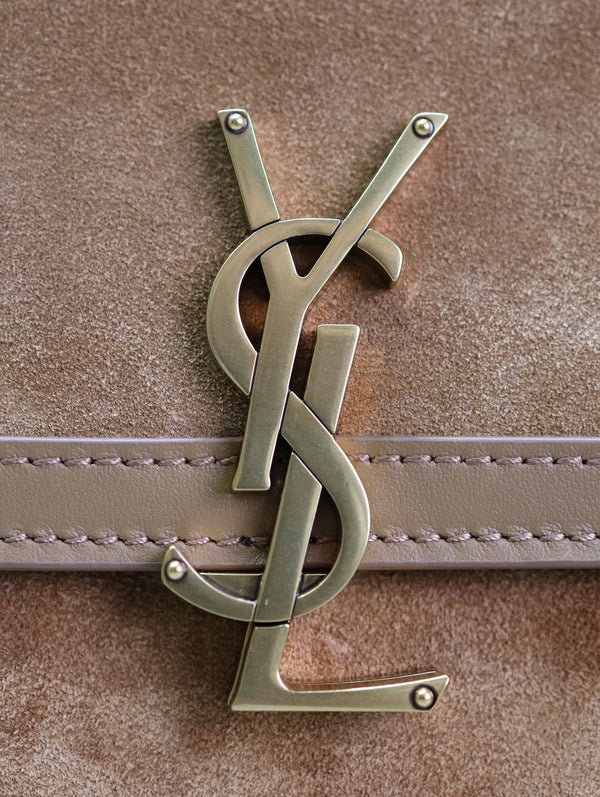 YSL Solferino Shoulder Bag Brown Suede