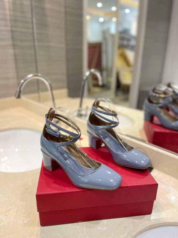VLTN 26s VLogo Block Heels Light Blue Patent Leather 985373