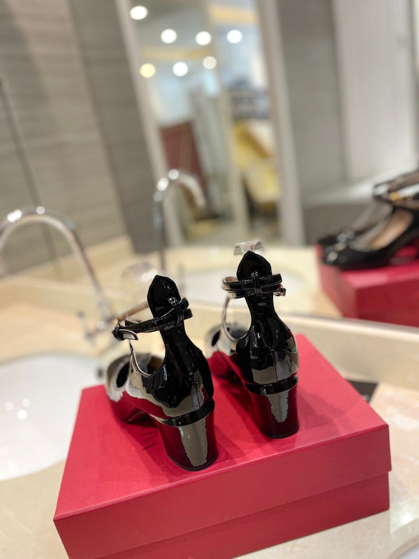 VLTN 26s VLogo Block Heels Black Patent Leather 985374